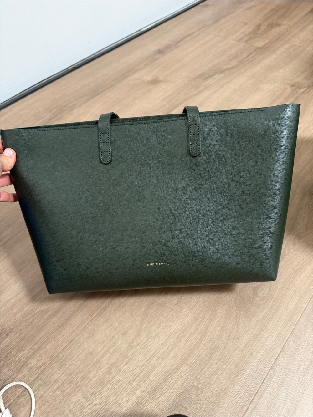 Mansur Gavriel Forest Green Leather Small Tote